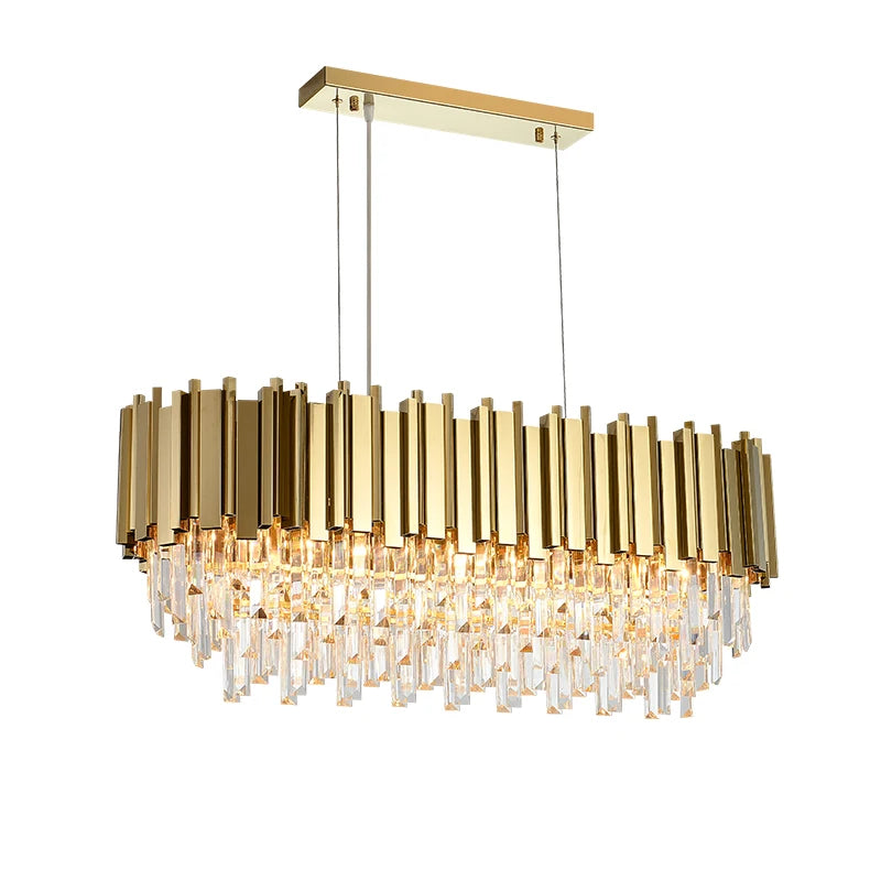 Lustre Cristal Pós-Moderno em Aço Inoxidável - Linha Delux Premium