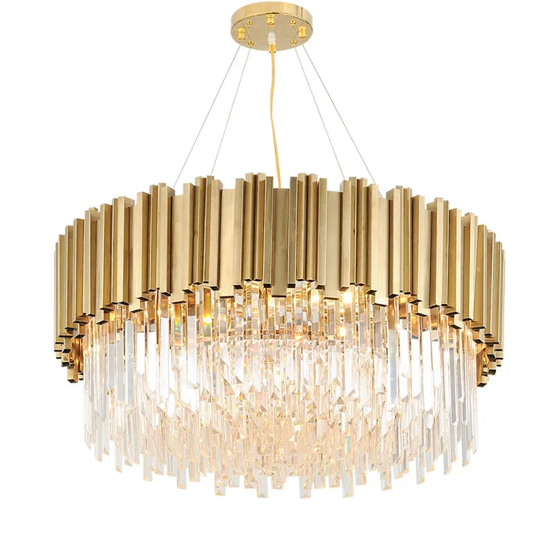 Lustre Cristal Pós-Moderno em Aço Inoxidável - Linha Delux Premium