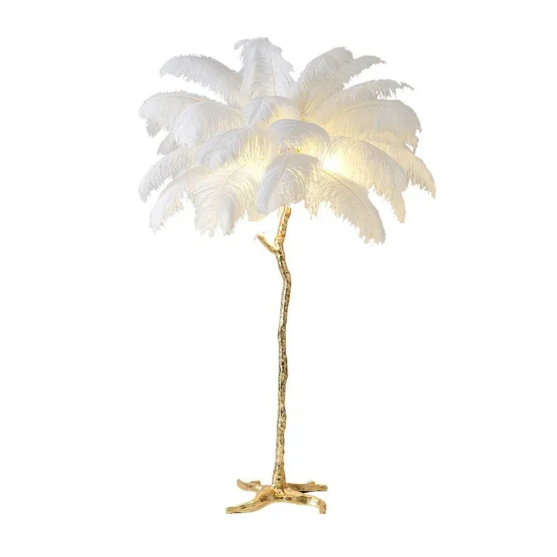 Árvore Nórdica de Cobre com Pena de Avestruz (LED) Decorativa - Linha Delux Premium