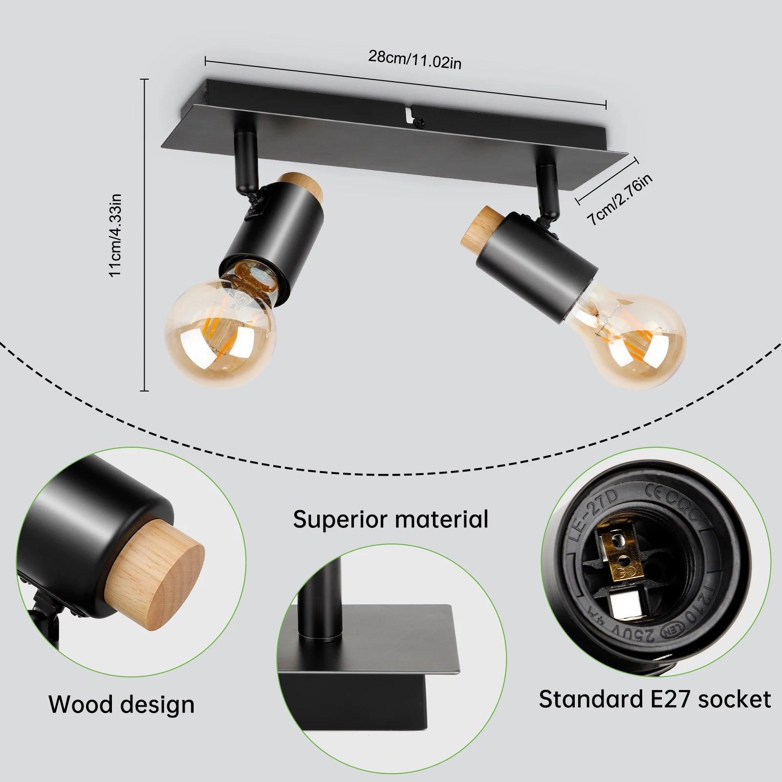 Kimjo Ceiling LED luz de teto com 2 holofotes