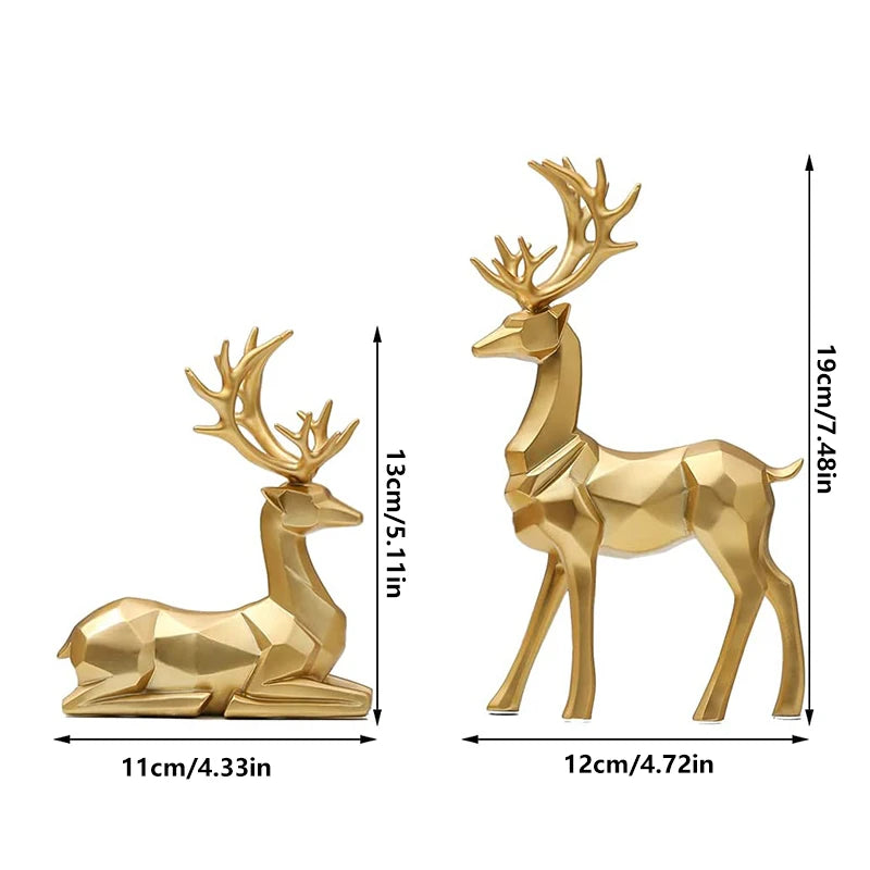 Escultura Alce Geométrico de Resina (2 peças) - Linha Delux